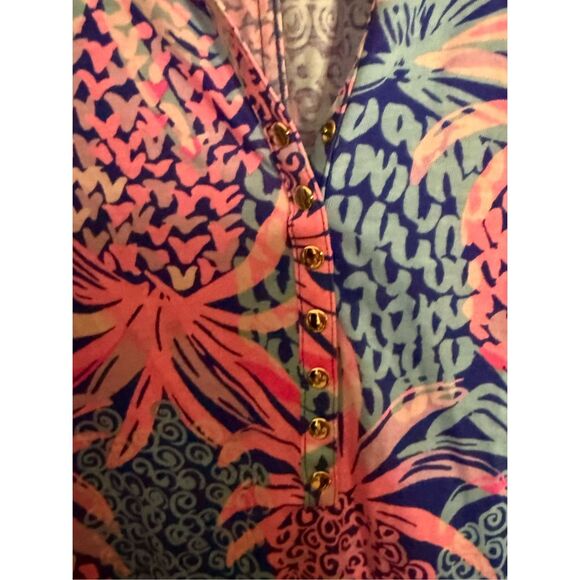 NWT Lilly Pulitzer Pineapple Print Mini Dress Blue Tropic Down Low Size Large - Picture 6 of 8